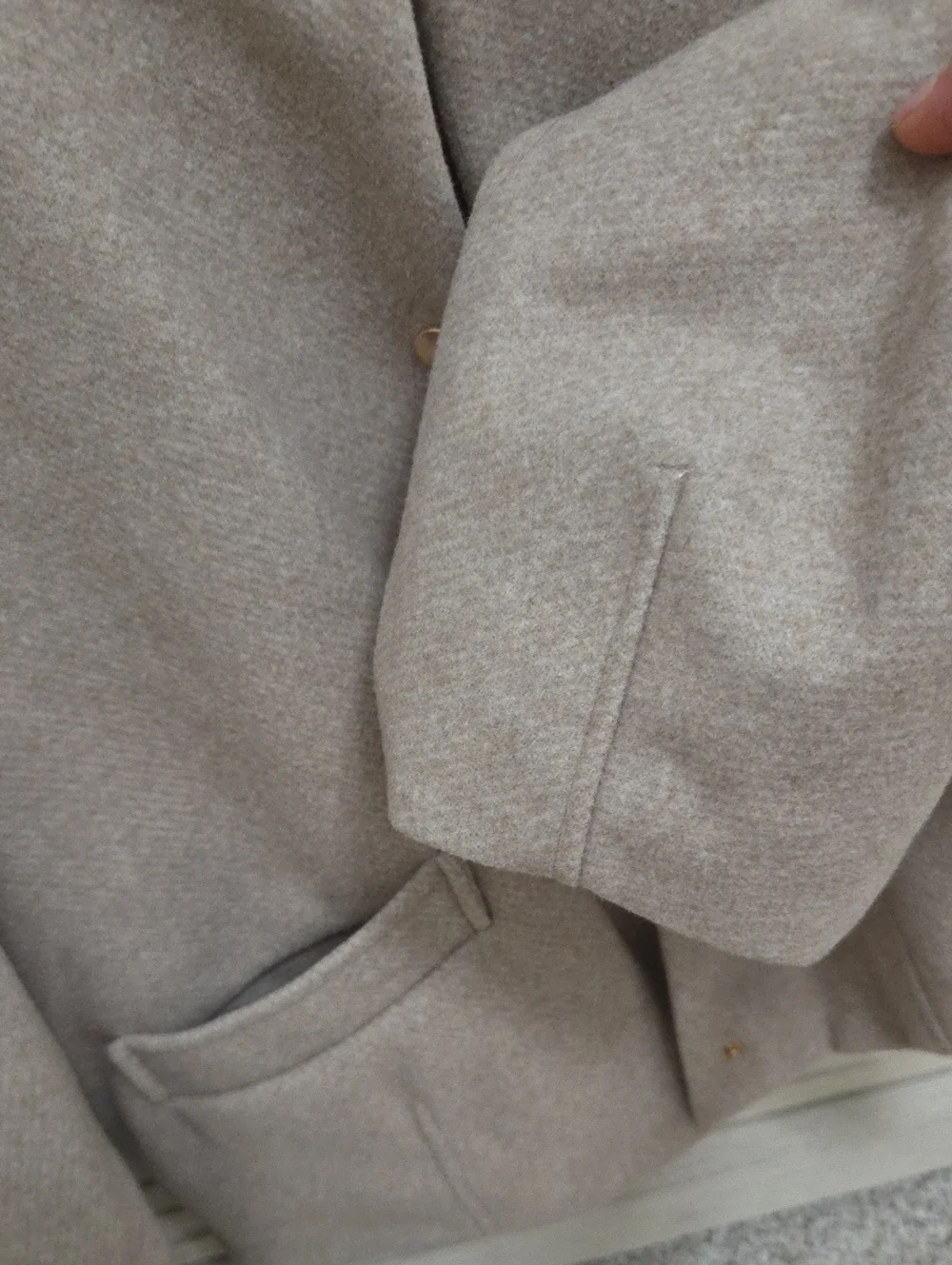 Zara Beige Collarless Wool-Blend Cropped Jacket